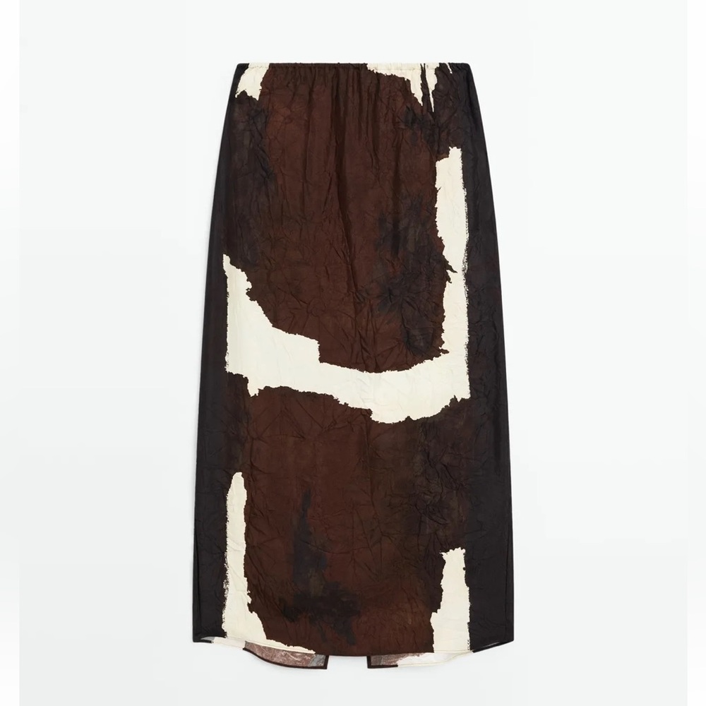 Massimo Dutti Black and Brown Midi Skirt